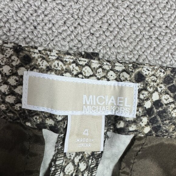 Michael Kors Pants Brown Skinny Green Snake Skin Print Women’s Size 4 - Picture 11 of 12